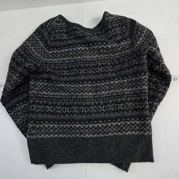 Eddie Bauer Women’s Wool Blend Fair Isle Cardigan Sweater Gray SP 6916 - Picture 2 of 8